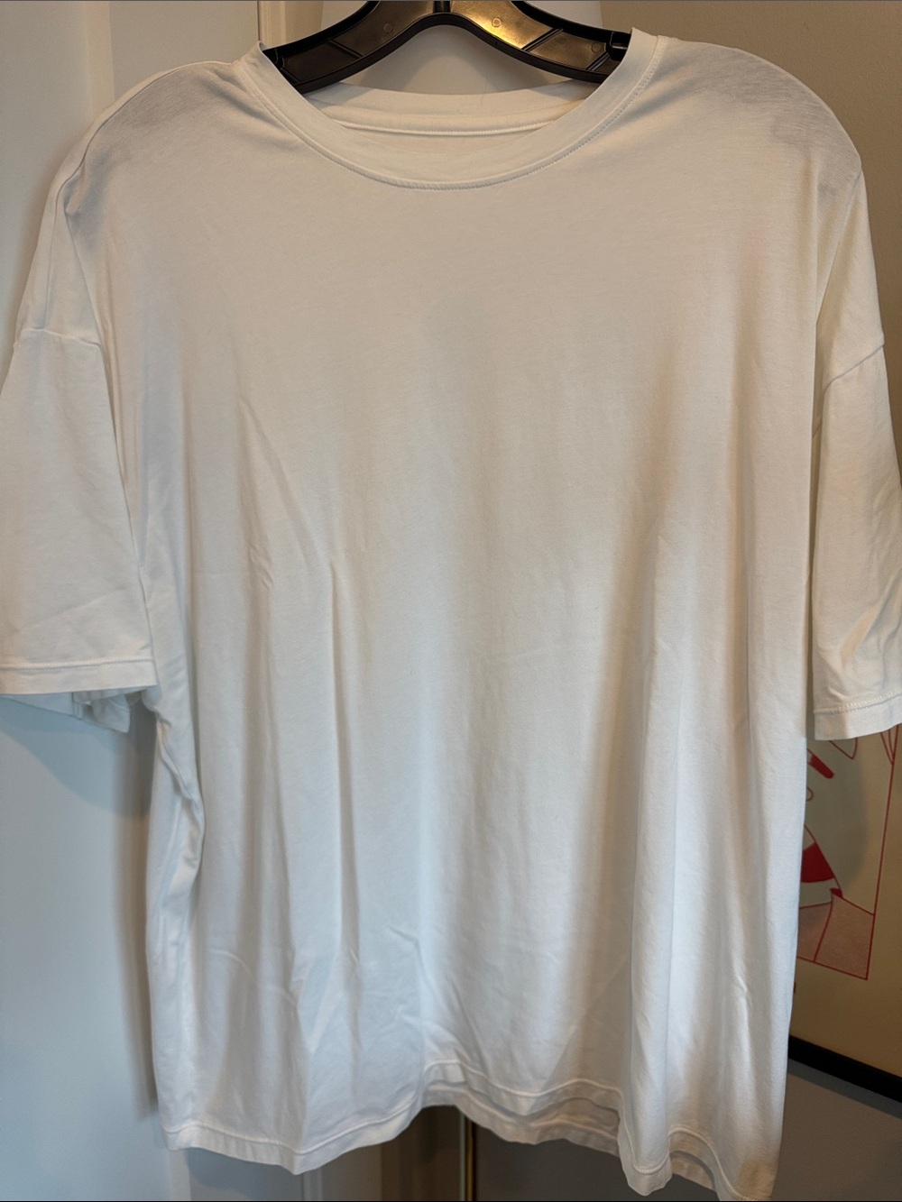 The Gym People White Short Sleeve Oversized Crew Neck Tee, Size M